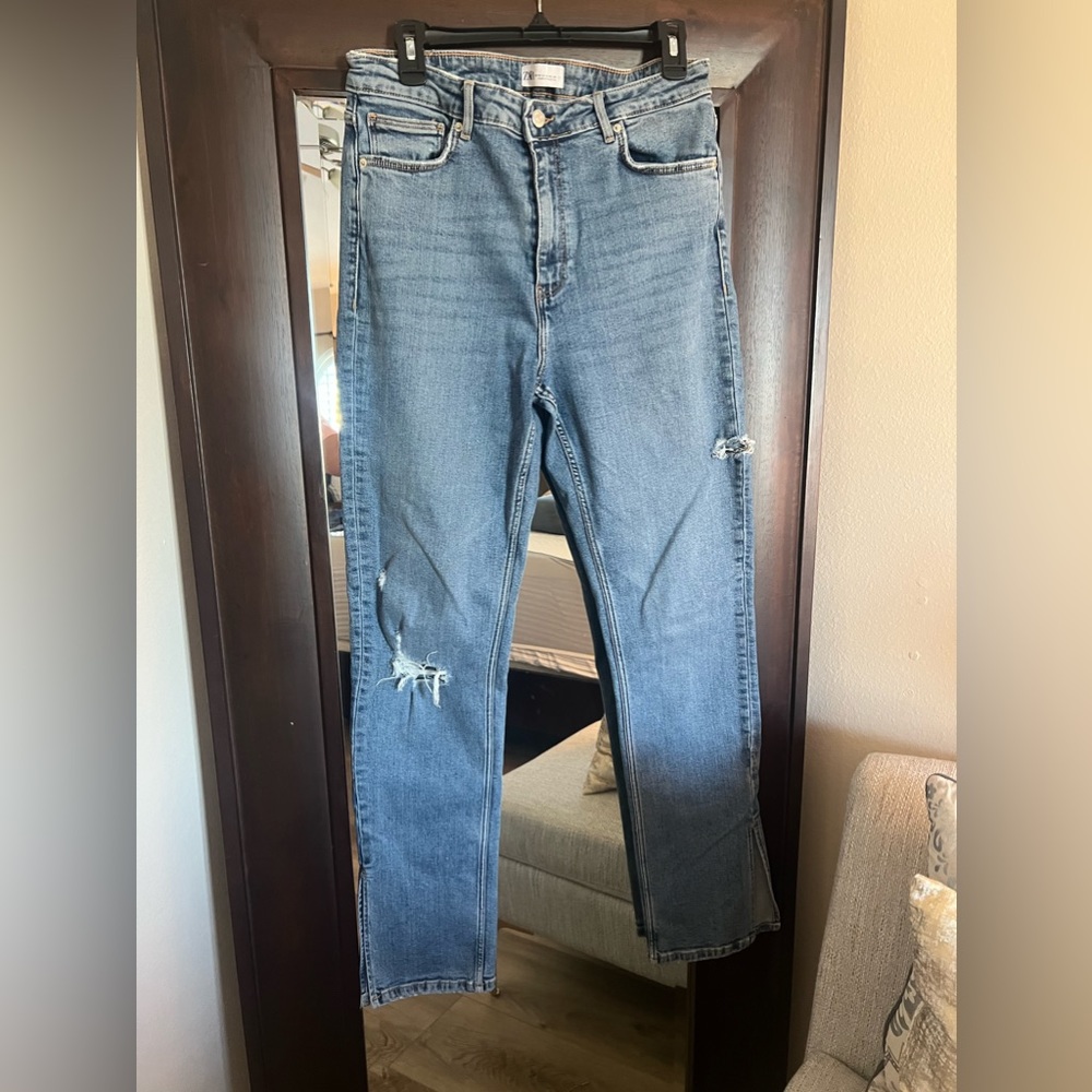 Zara ripped blue jeans size 12